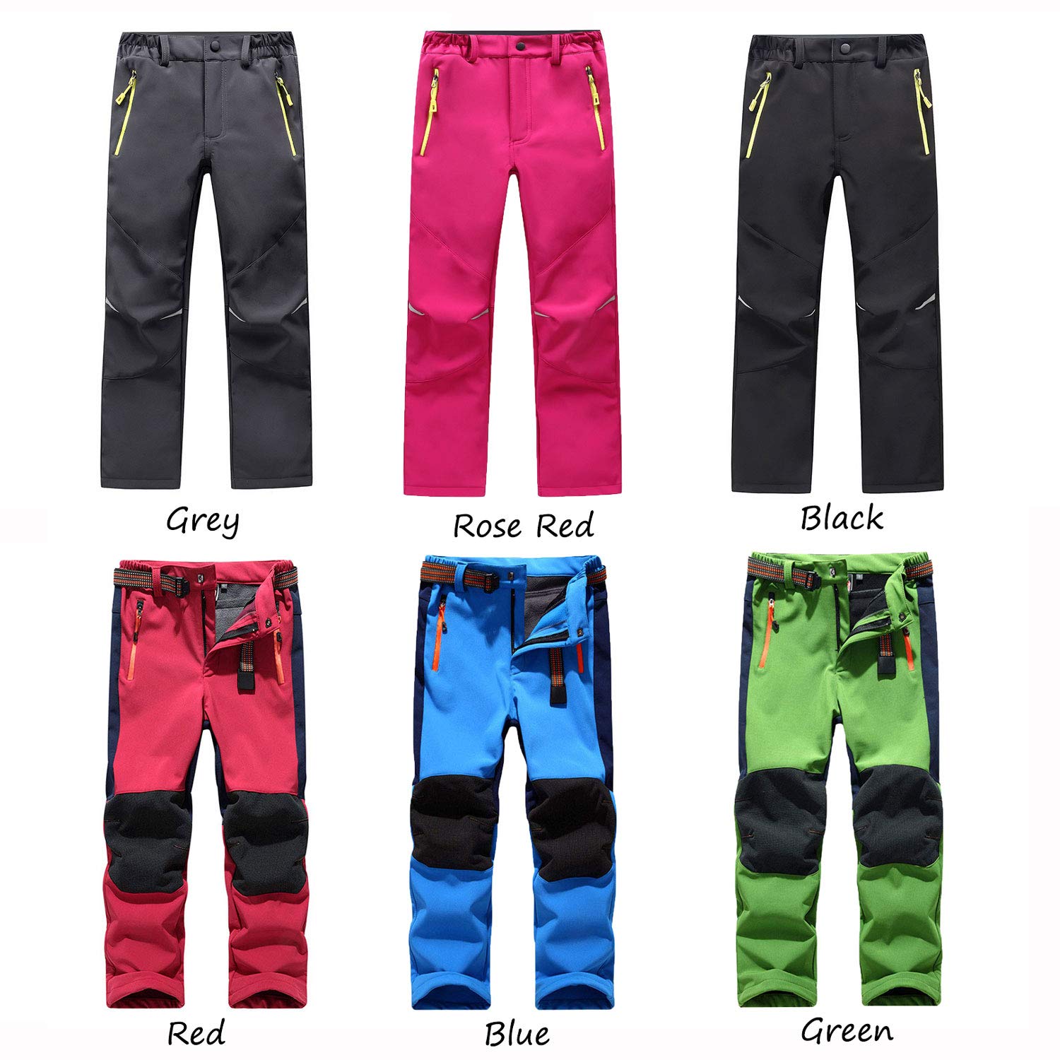 LANBAOSI Pantalon Ski Enfants Hiver Imperméable Chaud Softshell Doublé Polaire Montagne