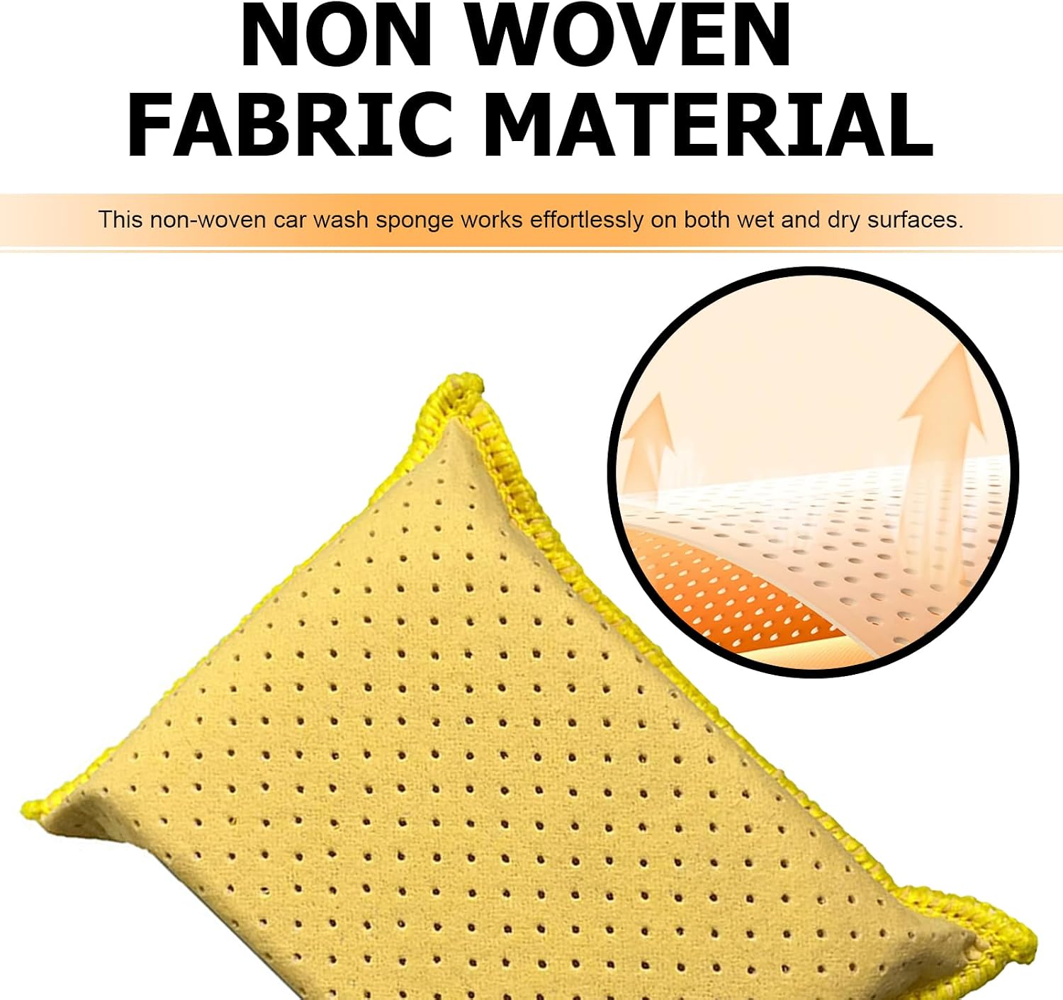 Car Windshield Cleaning Sponge Block, Non-woven Super Absorbent Window Glass Defogger, Double-Sided Microporous Suede Sponge, Portable Reusable Cleaning Supply for Cars (Yellow)
