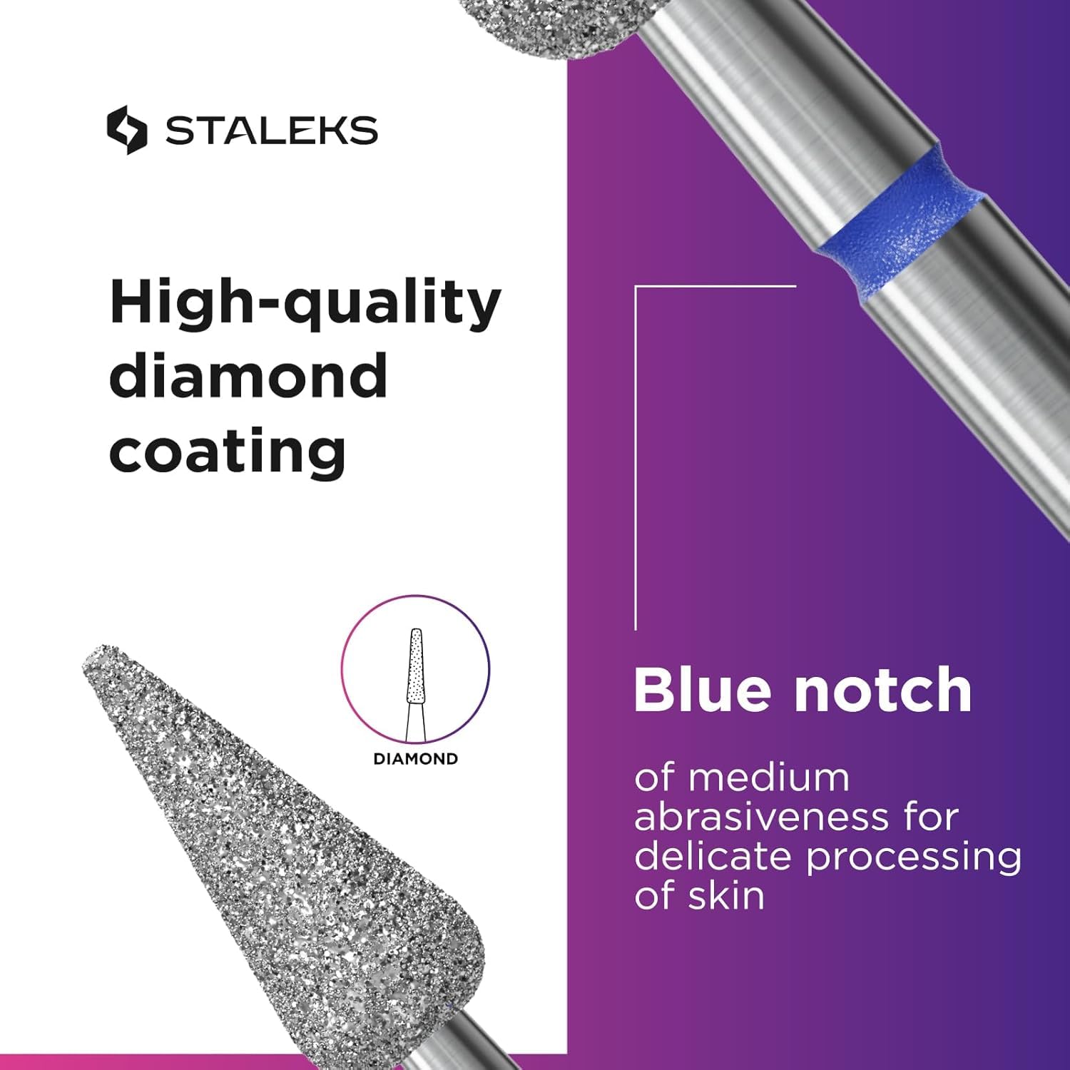 STALEKS PRO Expert Diamond Nail Drill Bit (Sharp Pear, Blue) – Medium Abrasiveness for Cuticle, Sidewall, Epidermis Cleansing & Versatile Hardware Manicure/Pedicure
