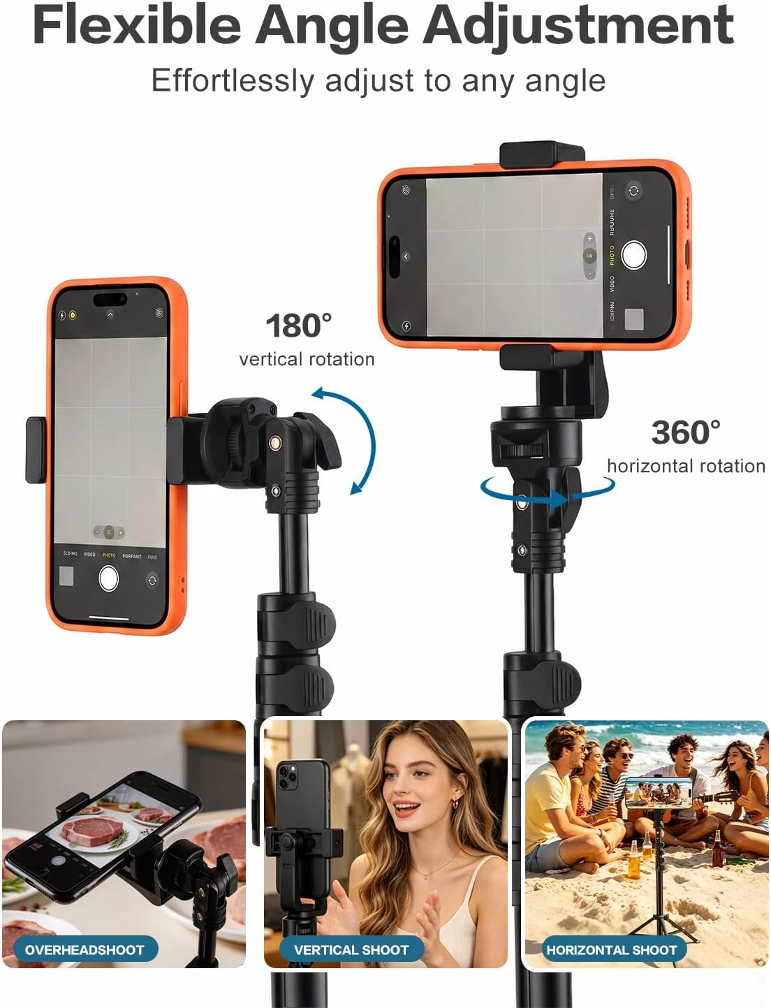 63" Tripod for iPhone Camera & Ring Light, Stable Phone Tripod with Remote | Sturdy Metal Adjustable Tripod Stand, for iPhone Android Camera & Ring Light, Selfie Stick for Video Recording & Streaming