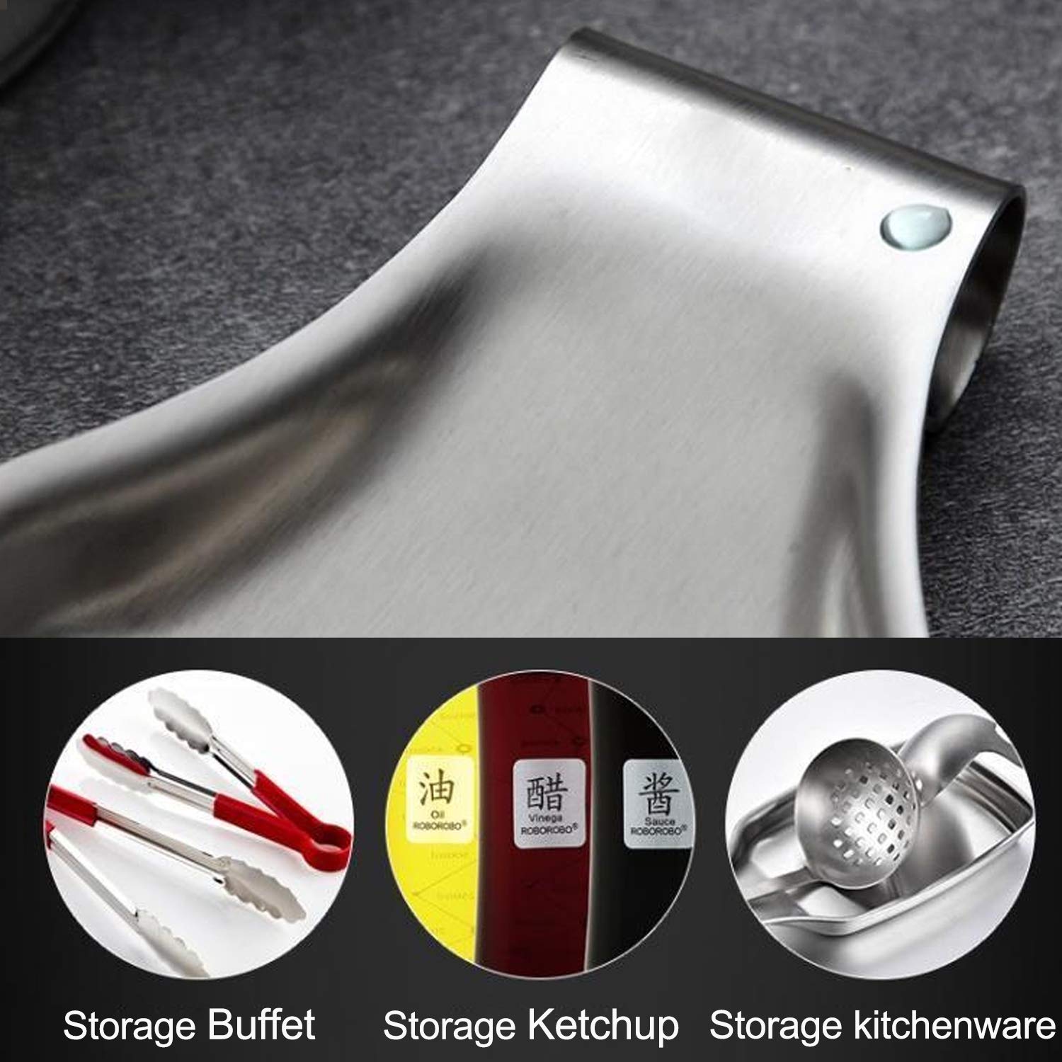 OGGI Poggiamestolo In Acciaio Inox – Supporto Per Cucchiaio E Mestolo – Manico Lungo Anti-goccia – Accessorio Da Cucina Elegante 8,25x11,4 Cm