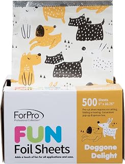 ForPro FUN Doggone Delight 5" Pre-Cut Aluminum Foil Sheets, Pop-Up Dispenser, Hair Highlighting Foils & Food Safe Wraps, 500 Count
