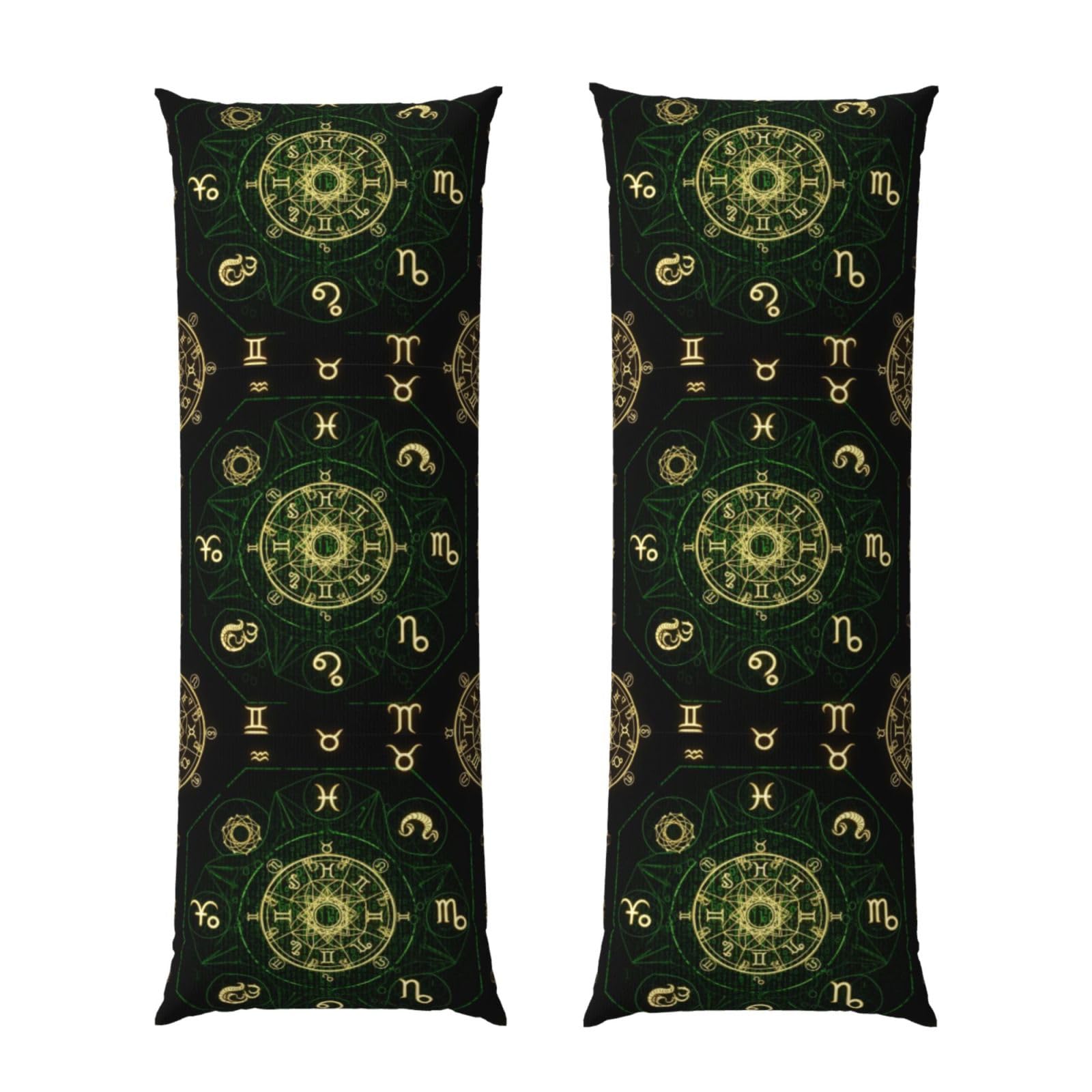 Body Pillow Cover 20x60 Sacred Geometric Zodiac Symbol Magic Occult, Plush Flannel Long Pillowcase with Zipper, Soft Cozy Cushion Protector, Wrinkle Free for Bed Sofa Home