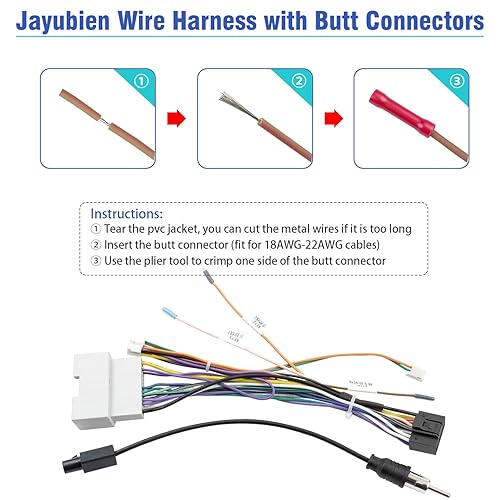 Miniatura 5 de Jayubien Kit de arnés de cable de radio de repuesto para Jeep Patriot Wrangler Commander Compass, conector ISO de 16 pines a cable de cableado