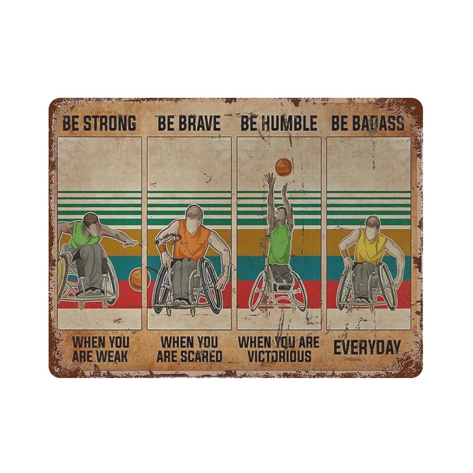 AOOEDM Be Strong When You Weak Metal Tin Signs for Man Cave Funny Art Wall Plaque Kitchen Bar Sign Coffee Shop Garage Wall Decor Hanging Decor