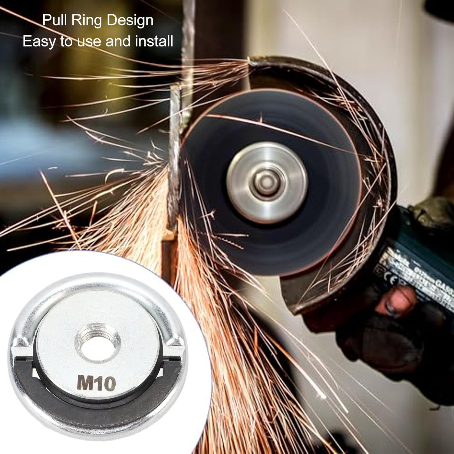 Flange Nut for Angle Grinder, Quick Clamping Nut for M10 Grinder Diameter 45 mm Wear Resistant High Strength for Grinding Wheel