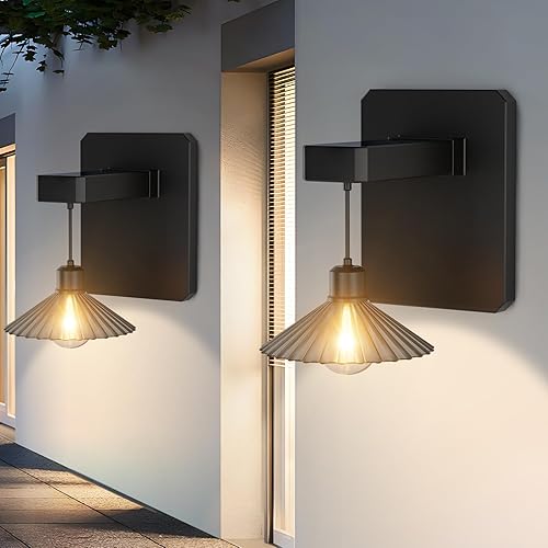 Miniatura 10 de Lámpara de pared solar para exteriores con bombilla de montaje en pared del atardecer al amanecer, antioxidante, impermeable, linterna colgante de