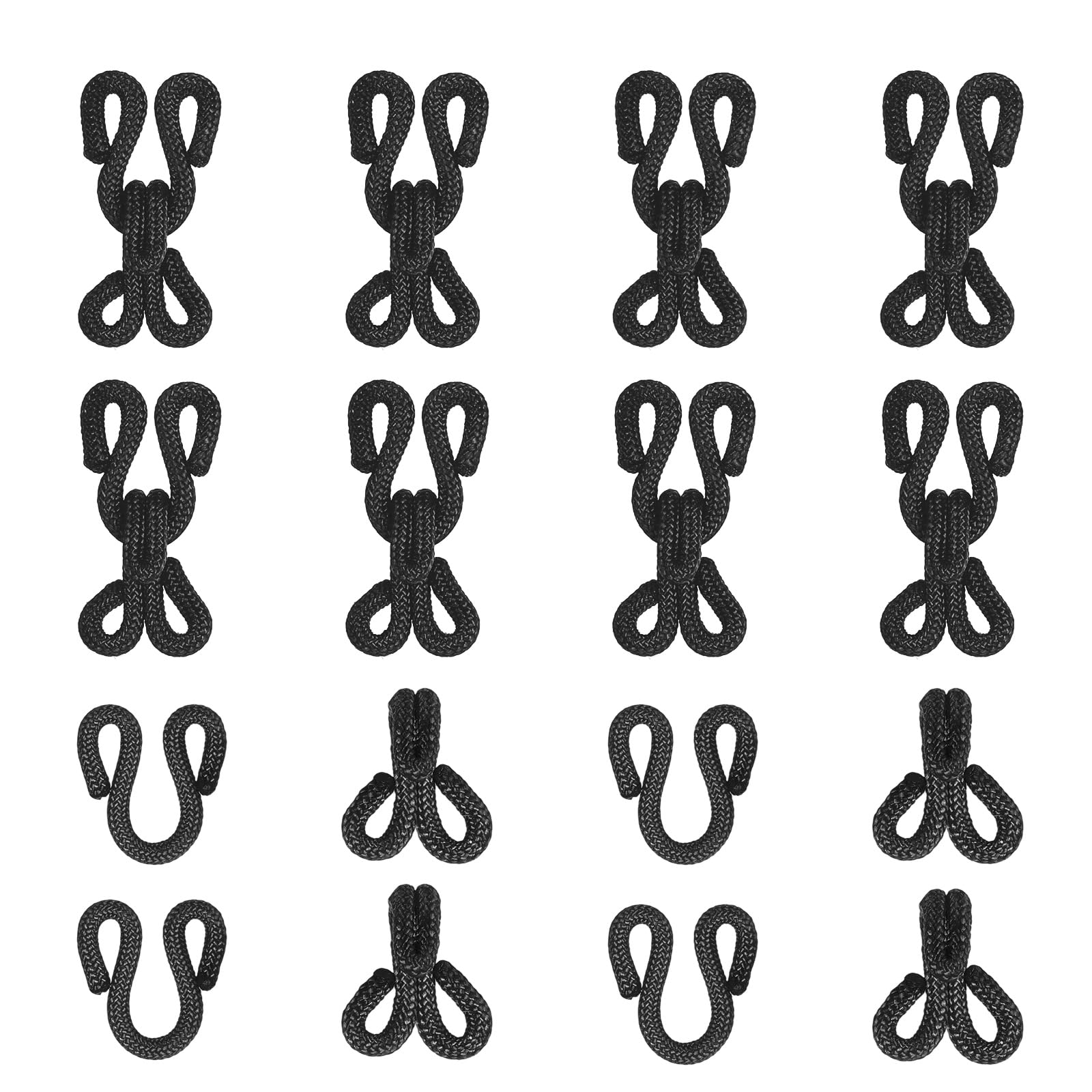 YELARXI Sewing Hooks and Eyes, 28mm Covered Hook Eye Sewing Closure Fasteners Sew on Snaps Fit for Bra Clothing Replacement Trousers Skirt Clothing DIY Craft (10 Pack, Black)