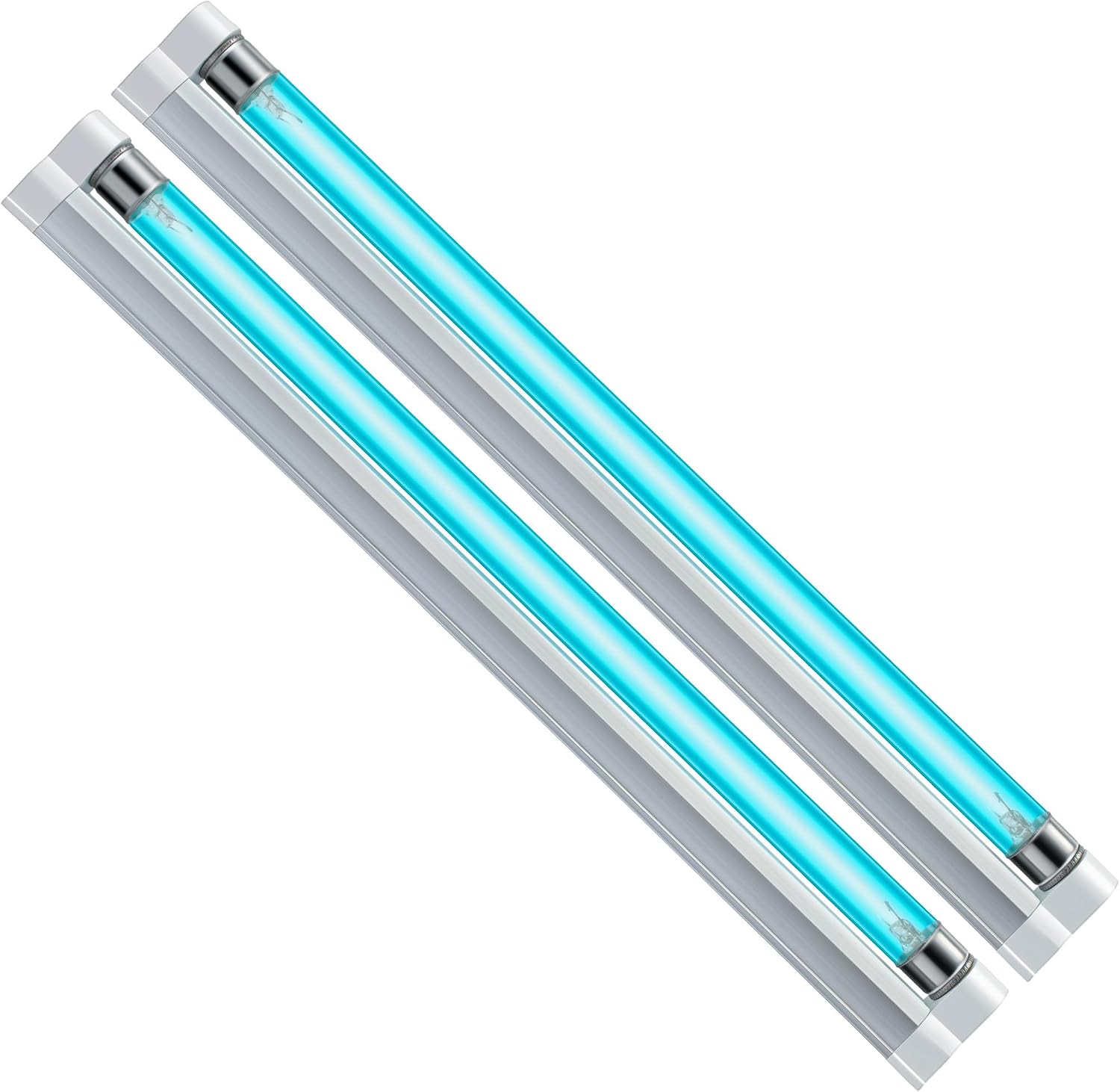 2 Pack 8W Qualirey UVC Light with Ozone, for Shoes Closet Cabinet Bathroom | 253.7nm Wavelength Ozone Lamp with 5ft ON/OFF Switch Cord and Plug, Connector and Screw Tools, 110V Ozone Bulb, Gift Idea