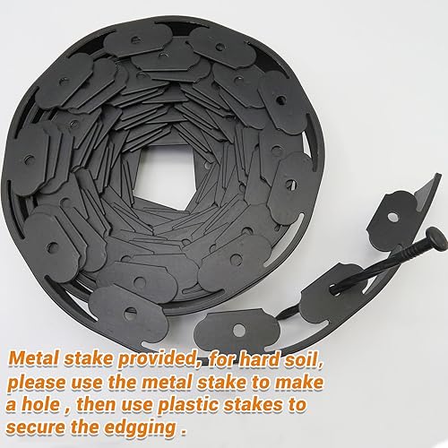 Miniatura 3 de Bordes de paisaje, bordes de jardín de 66 pies con 60 estacas de borde, bordes de goma para paisajismo, sin excavación para patio, bordes de bordes