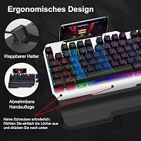 GALENMORO Gaming Billentyűzet Egér Szett RGB LED Háttérvilágítás QWERTZ Mechanikus Vezetékes Fekete 2