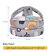 Vista 3 de Casco ajustable para bebé, ligero y suave, ideal para que el bebé aprenda a caminar y gatear. Bosque, gris