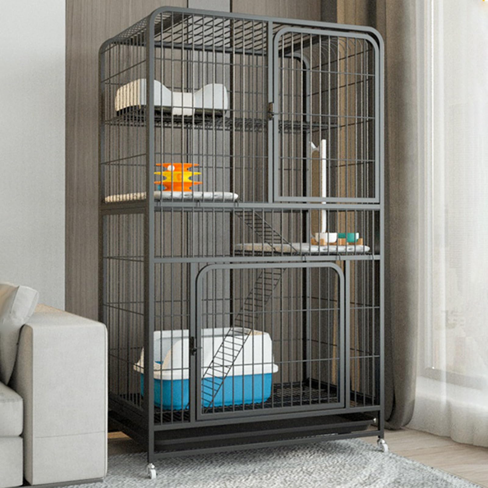 Enclos pour chat extérieur grande cage durable avec niche de repos