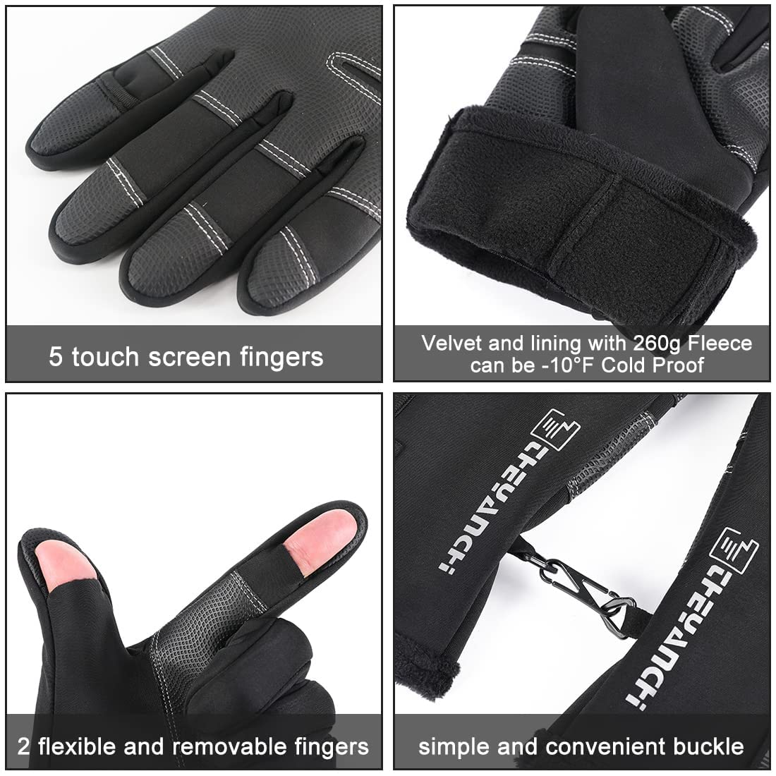 NewDoar Guanti invernali Guanti da pesca 2 dita tagliate flessibili per uomo e donna per fotografia pesca a mosca pesca sul ghiaccio corsa touch screen escursionismo jogging ciclismo XL