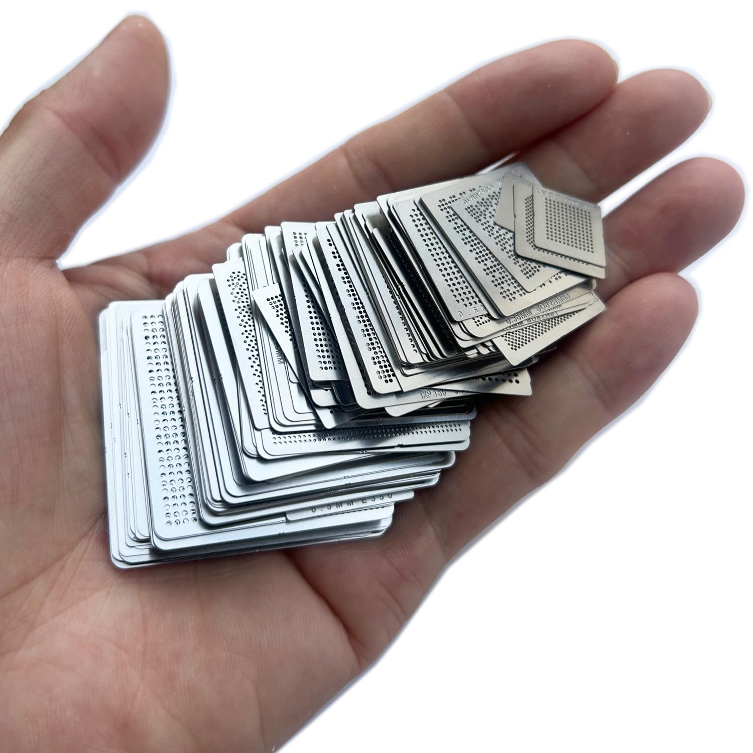 WHATAVAL BGA Rework Net 130pcs BGA Universal Reballing Rework Net Stencils Steel Template Mesh Direct Heat for Laptop, Desktop