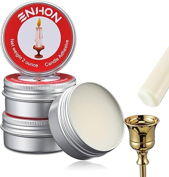 Enhon 4 Pack Candle Adhesive 8oz Taper Candle Stick Glue Candlestick Putty Wax to Hold in Place for Wedding Holiday Party Table Decor Home Accessories