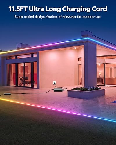 Miniatura 6 de Tira de luz LED inteligente de 100 pies, RGB IC, 1 rollo de 24 V, tira de luces LED direccionables para exteriores, impermeable, multicolor, luces