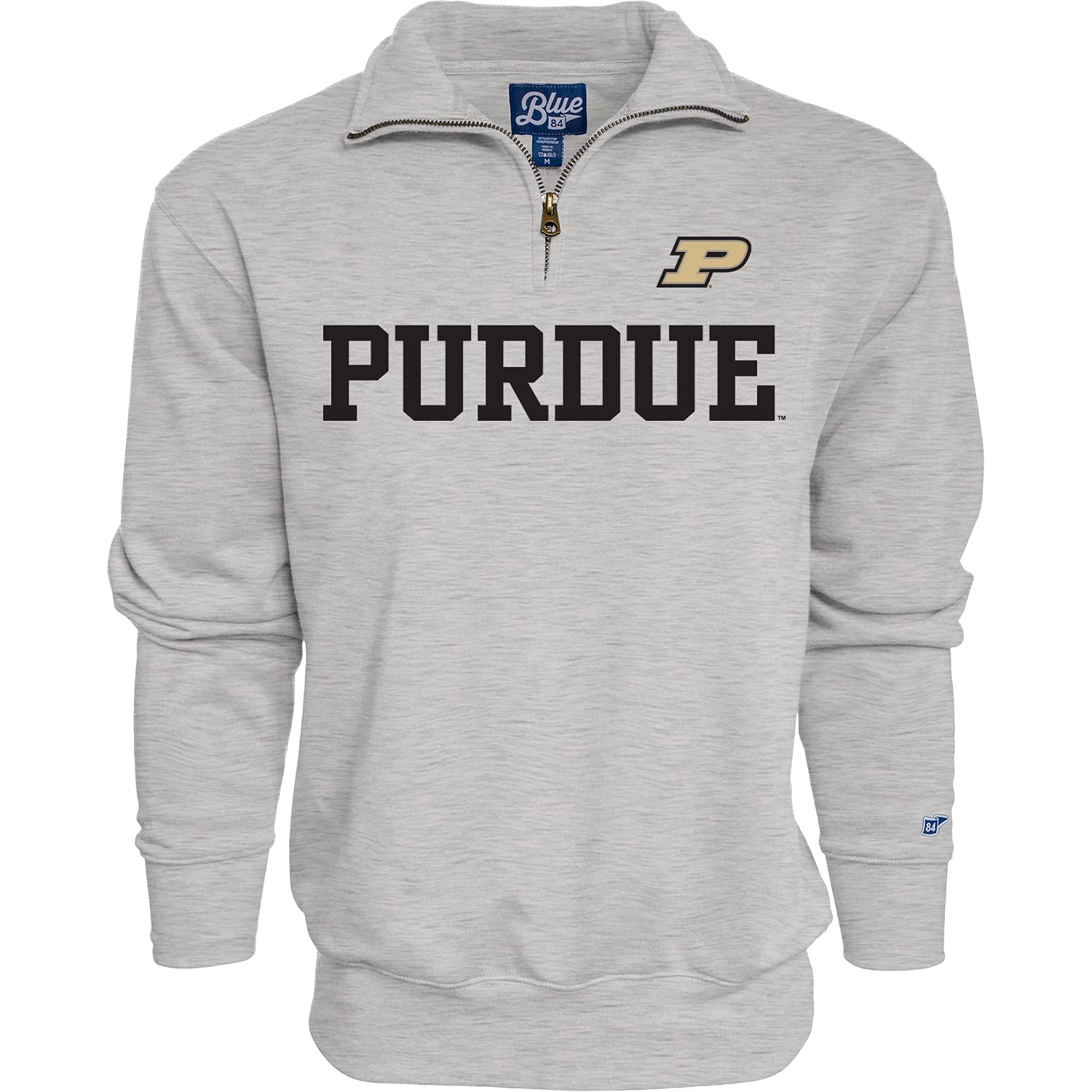 Blue 84 Men's Purdue Boilermakers Quarter Zip Sweatshirt Grey, Grey, XX-Large