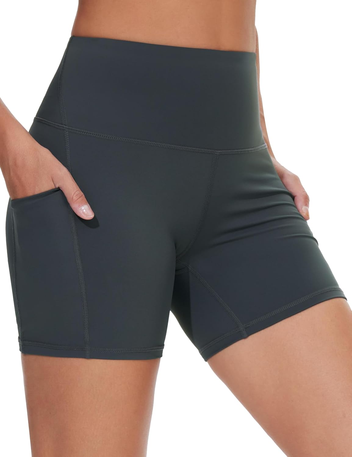 Dragon Fit Women's Athletic Biker Shorts High Waisted Stretch Workout Yoga Running Shorts with Pockets