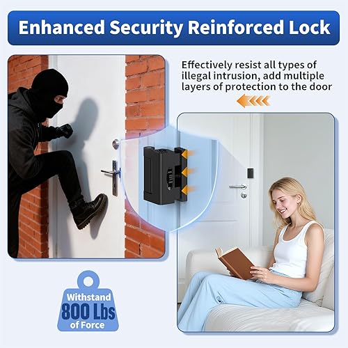 Miniatura 6 de Cerradura de refuerzo de puerta de hogar, 800 libras resistente a la fuerza de bloqueo de bloqueo de seguridad para puerta delantera, apartamento y