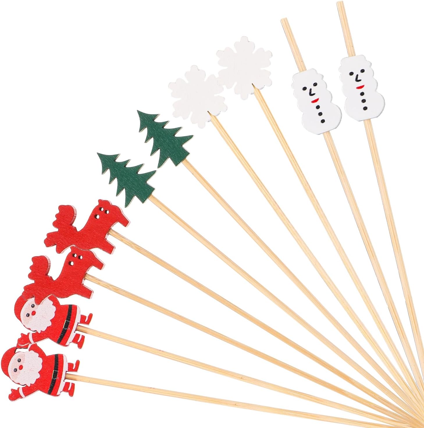 100pcs Christmas Cocktail Picks, Wooden Cocktail Sticks