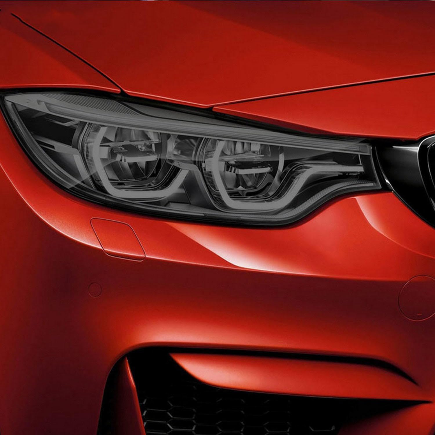 JCAKES 2 Pcs Car Headlight Protective Film Headlamp Restoration Transparent Black TPU Sticker ，for BMW M3 F80 M4 F82 F83 2014-2018 Accessories