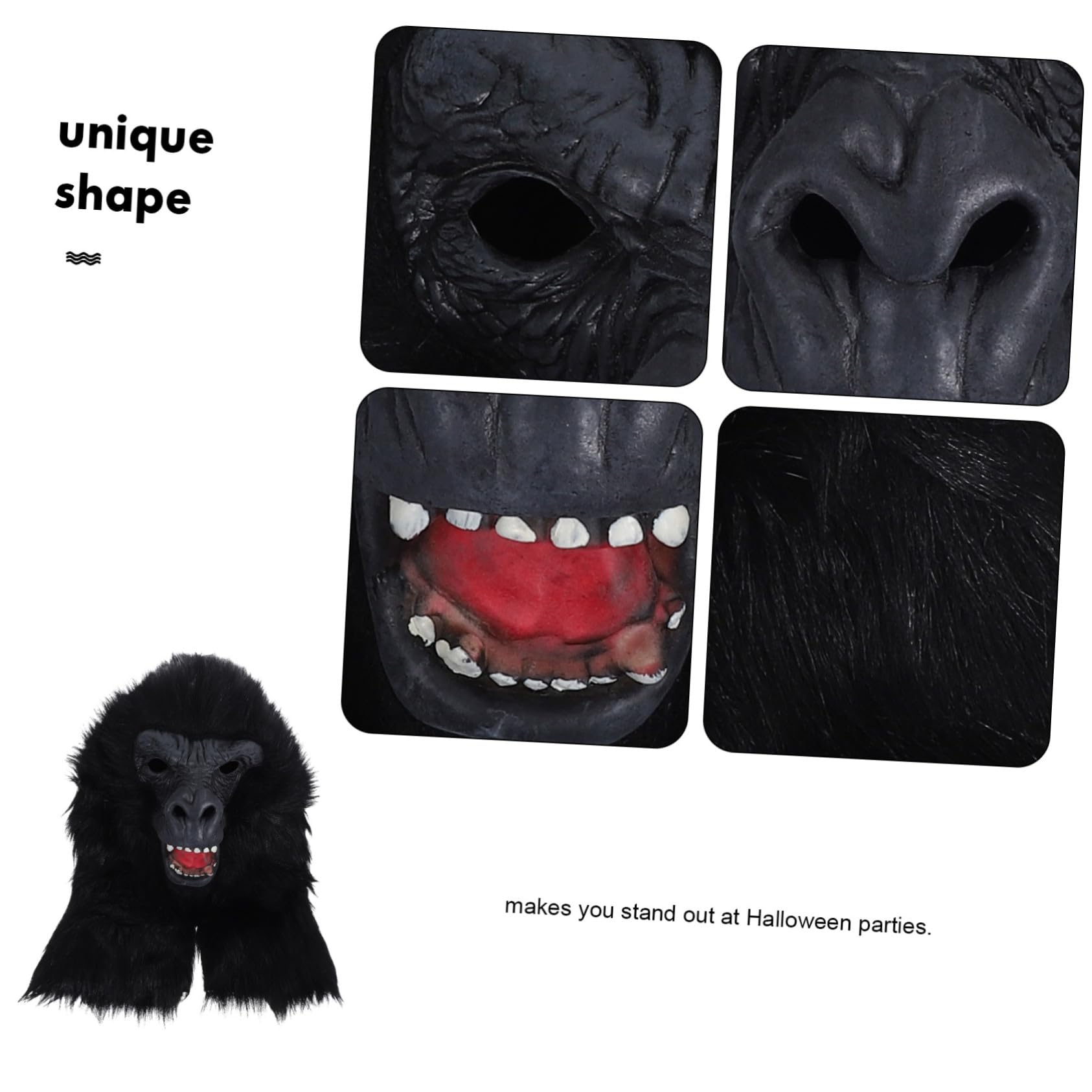 HEMOTON Maschera Orangutan Maschera Cosplay Gorilla Maschera Da Gorilla Nera Maschera Del Diavolo Maschera Di Carnevale Maschera Di Testa Di Animale Maschera Da Scimmia Spaventosa