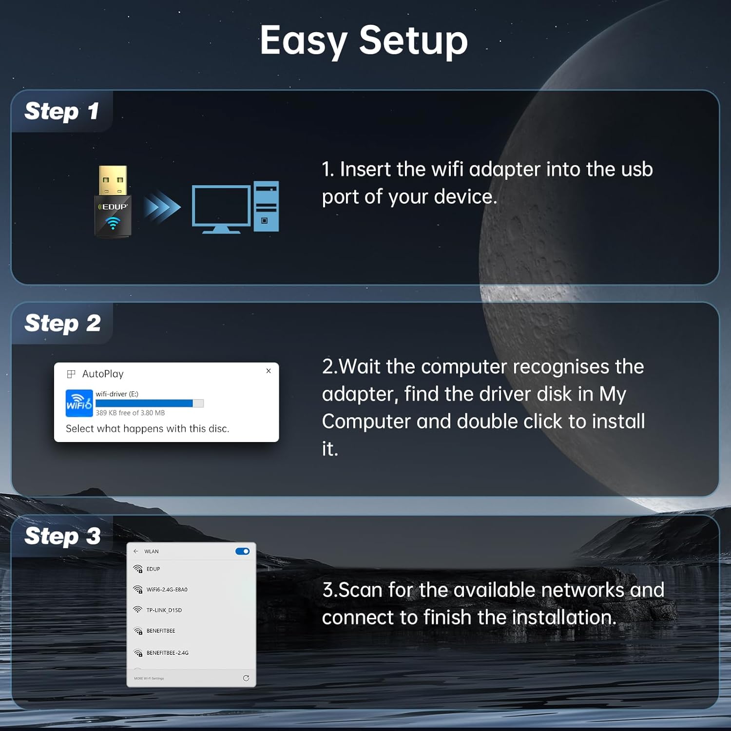 Step 1: Insert WiFi adapter into USB port