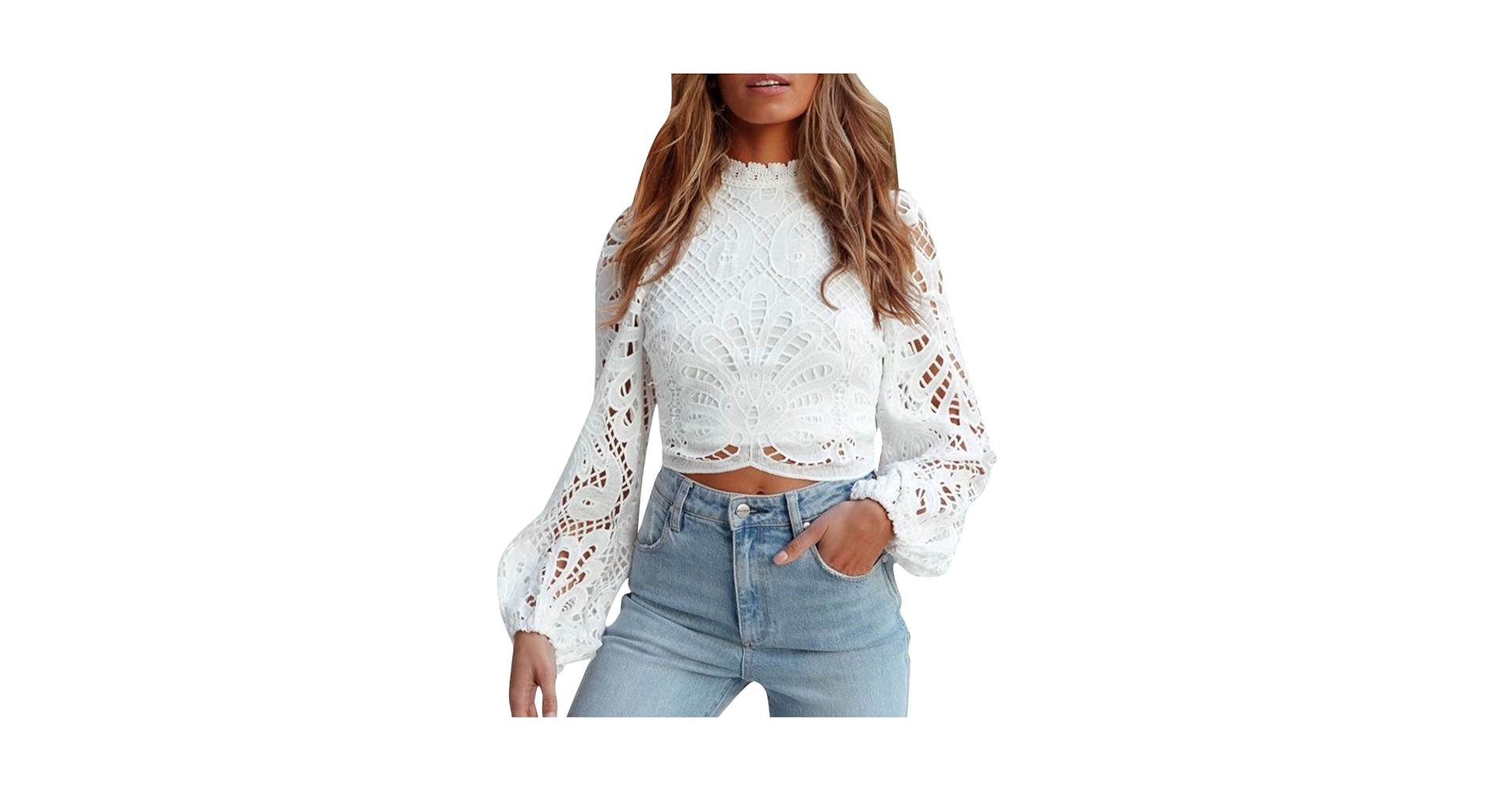 Womens Back Zipper Lace Shirts Sexy Lace Hollow Patchwork
