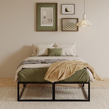 EMODA Super King Bed Frame 36cm High with Steel Slats Support, Black | 180 x 200cm Heavy Duty Super King Metal Solid Platform Bed, Noise Free, Easy Assembly