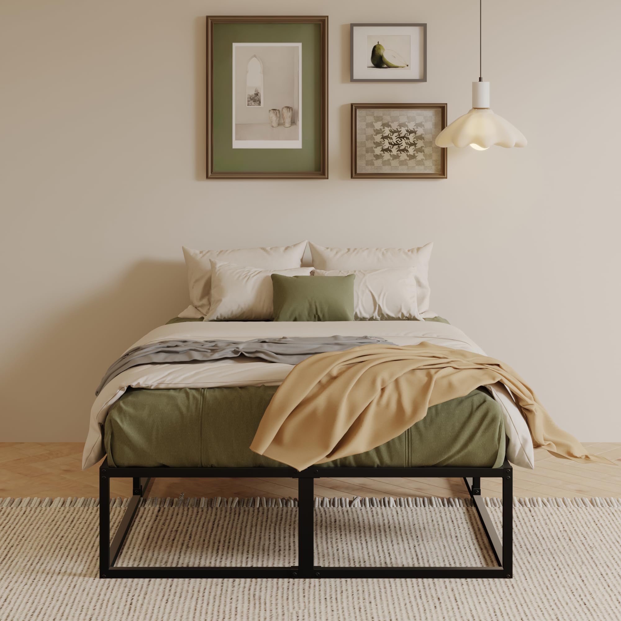 EMODA Bettgestell 180 x 200 cm mit lattenroste, 36cm hoch viel Stauraum, | Doppelbett viel Stauraum, Stabiles Metallbett, Einfache Montage, Geräuschlos, Schwarz