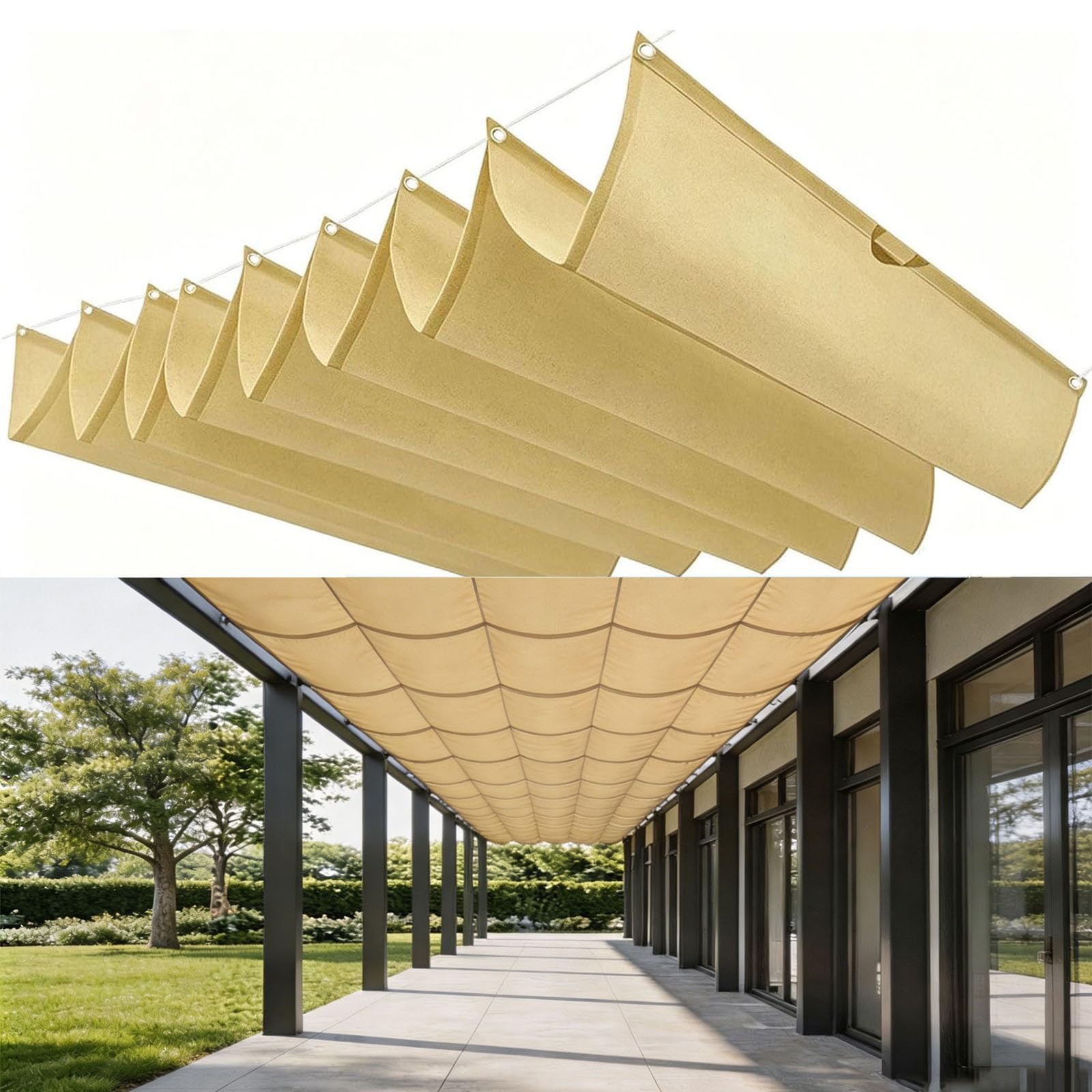 Toile ombrage imperméable haut de gamme 220 x 450 cm en PES durable