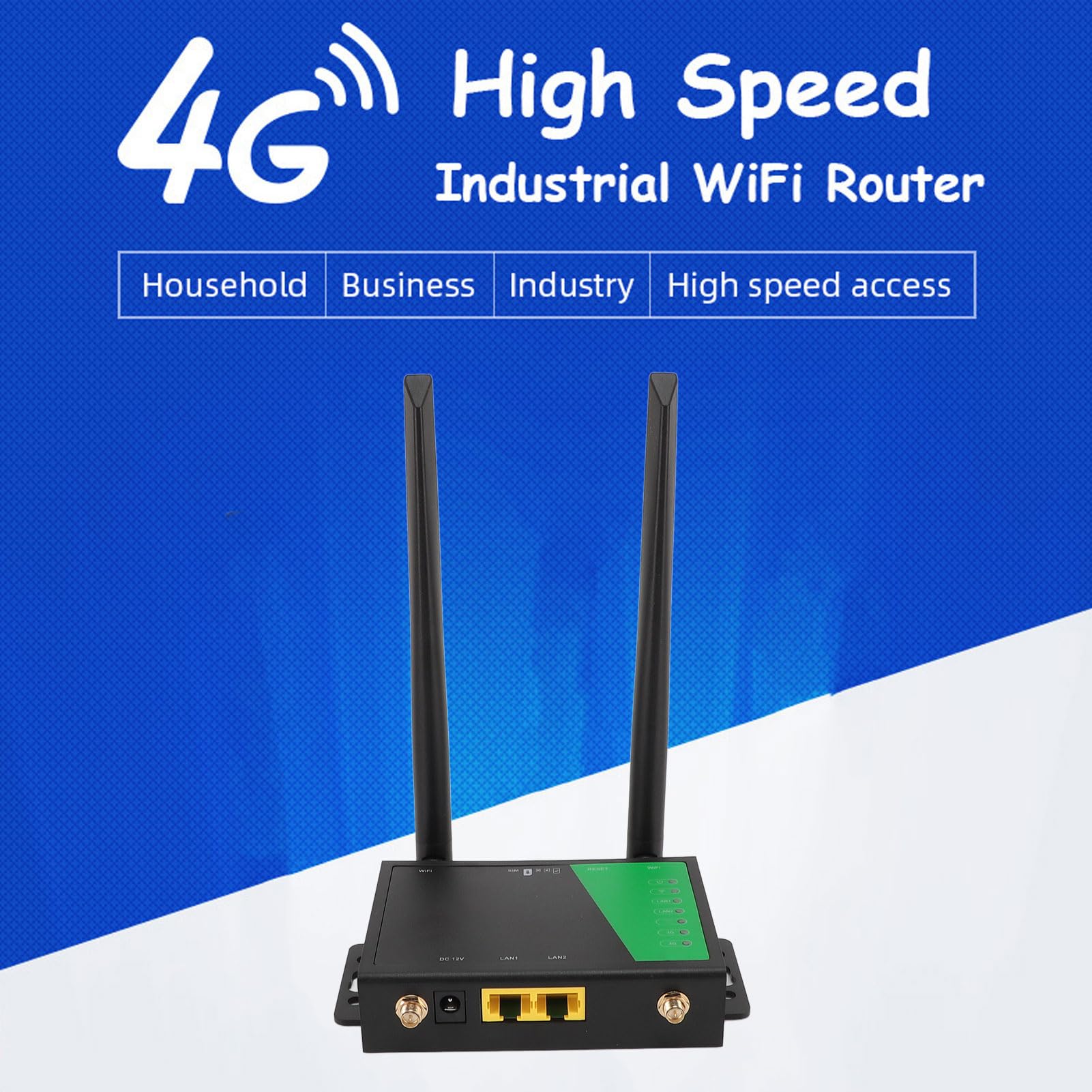 VBESTLIFE Industrial Grade 4G CPE LTE SIM -Karten -WiFi -Router, 2,4 G Wireless Router Support 32 WLAN -Benutzer, mit 4 Antennen, RJ45 X2 (EU-Stecker)