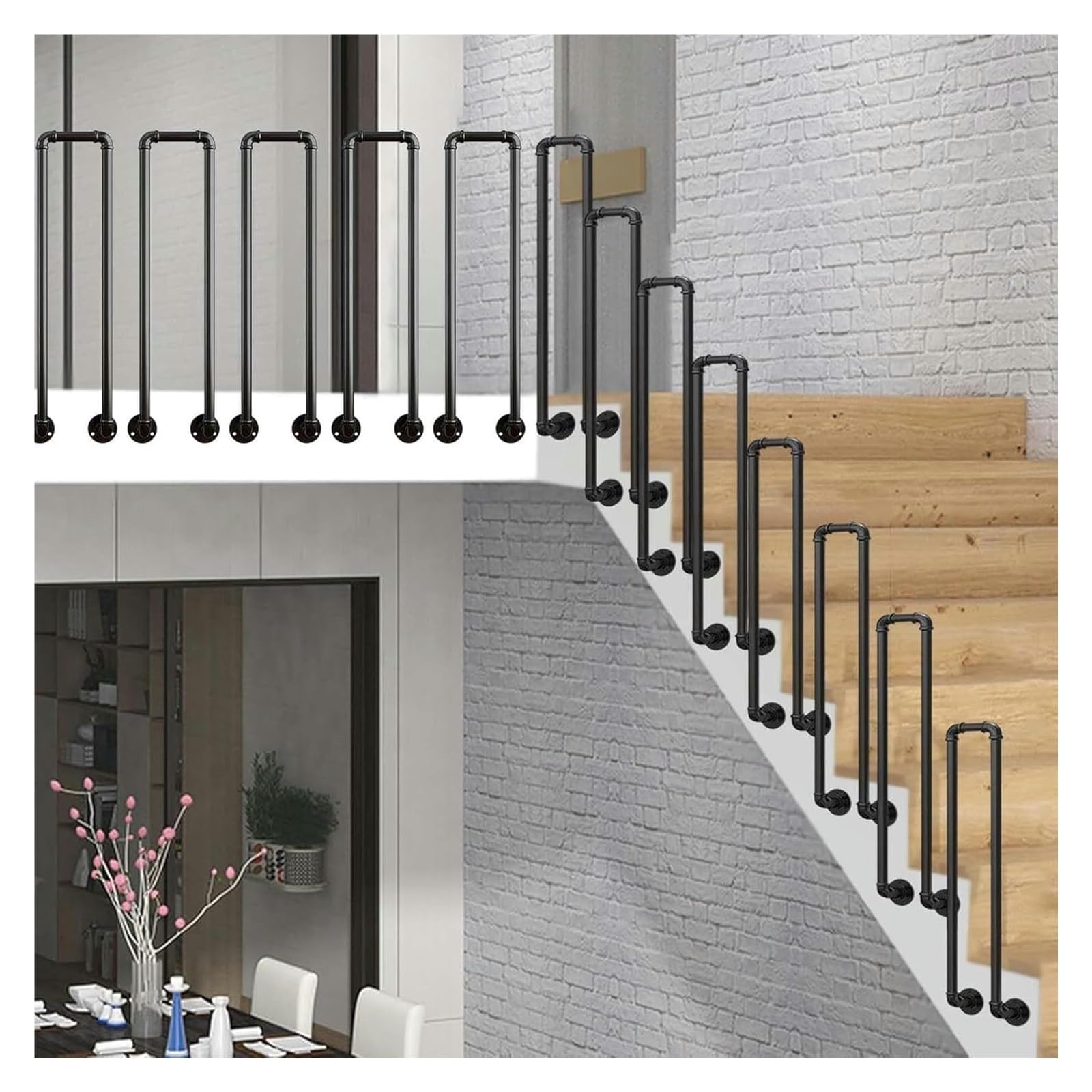 Barandilla de escalera para evitar caídas con soporte de seguridad ajustable de 35-100 cm