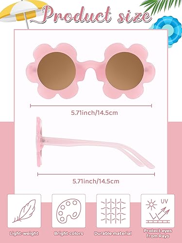 Miniatura 2 de Kanayu 6 pares de 5.71 pulgadas para adultos, gafas de sol de flores redondas de verano con protección UV, gafas de flores coloridas para mujeres y