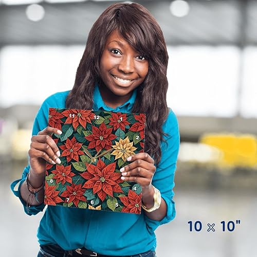 Miniatura 4 de 3dRose, Poinsettia Retro Style Abstract Art Complementary Colors 3, 10x10 Wall Clock