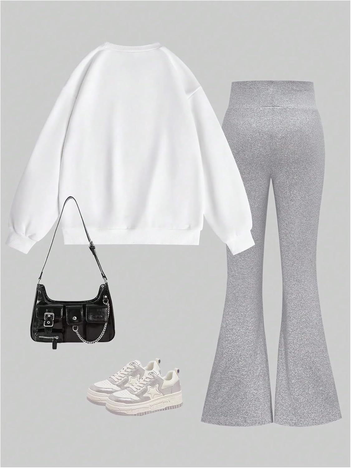 WDIRARA Girl's 2 Piece Set Bow Graphic Long Sleeve Sweatshirt Flare Pants Outfits - Image 2