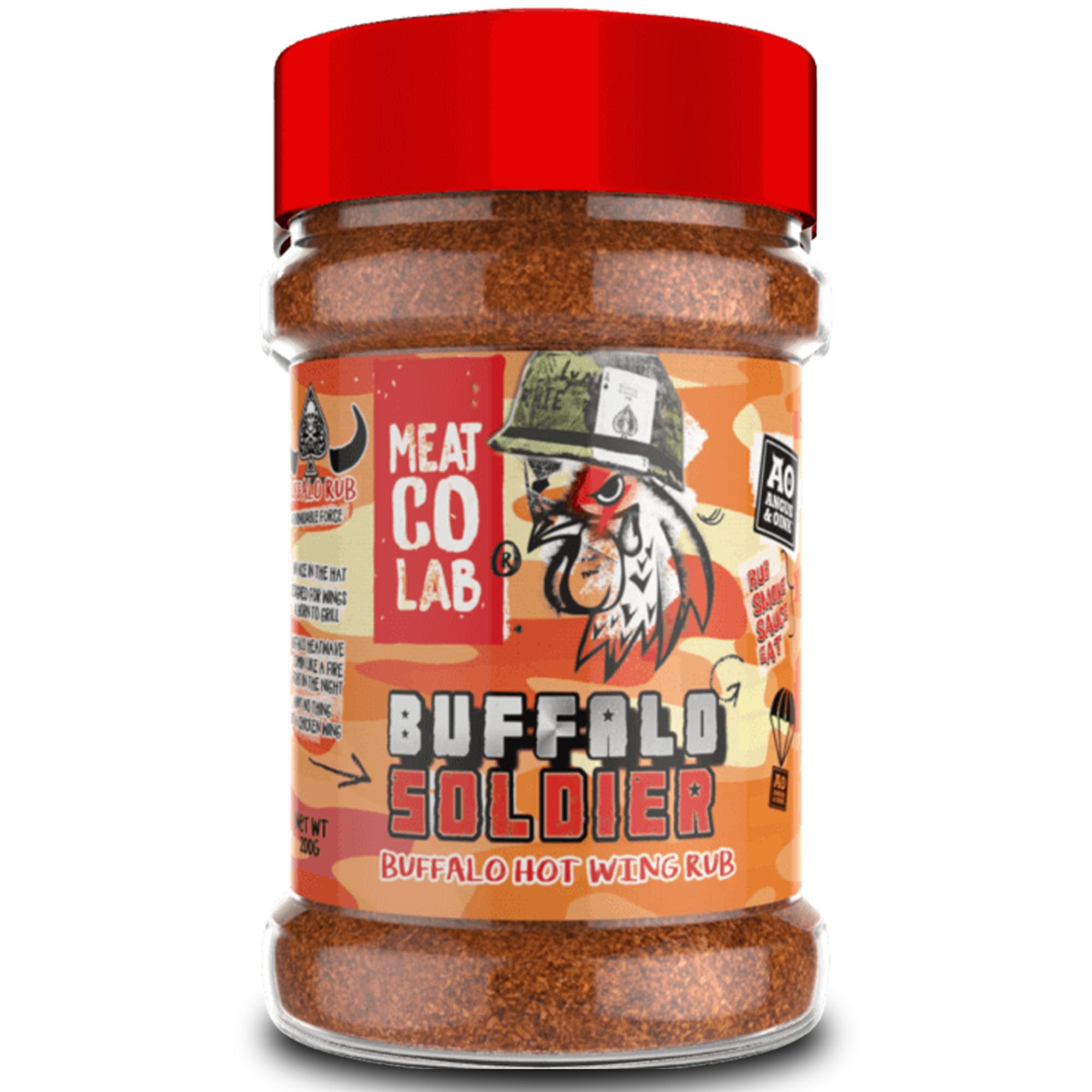 Angus & OinkBuffalo Soldier Rub | Ultimate Spice Blend for Buffalo Wings | Unleash the Heat | Perfect for Grilling & Frying | Gluten-Free | 200g