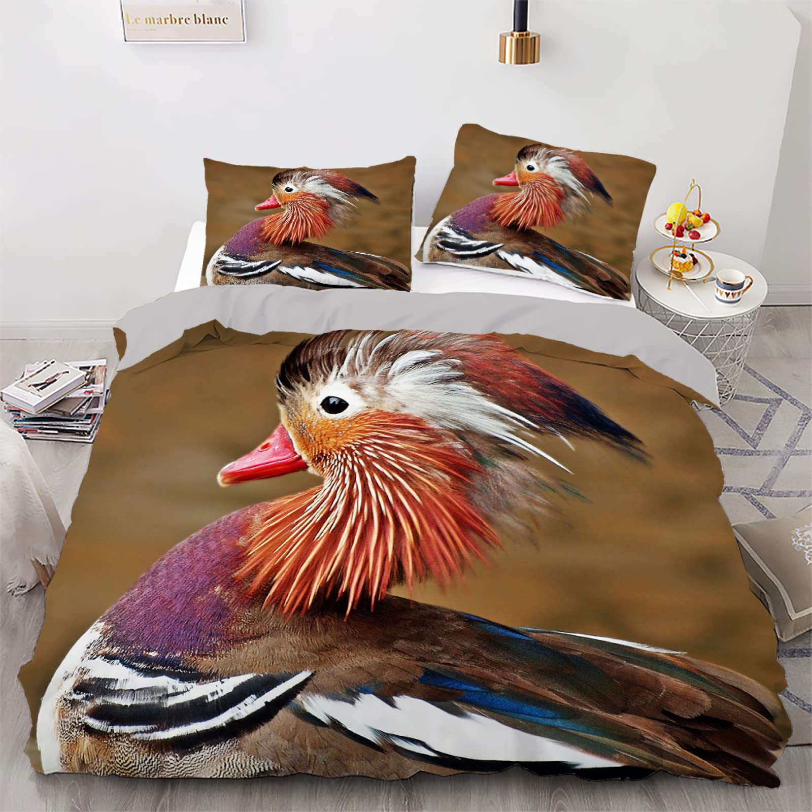 Housse de couette 200x200 oiseau coloré parure de lit douce vertbaudet microfibre