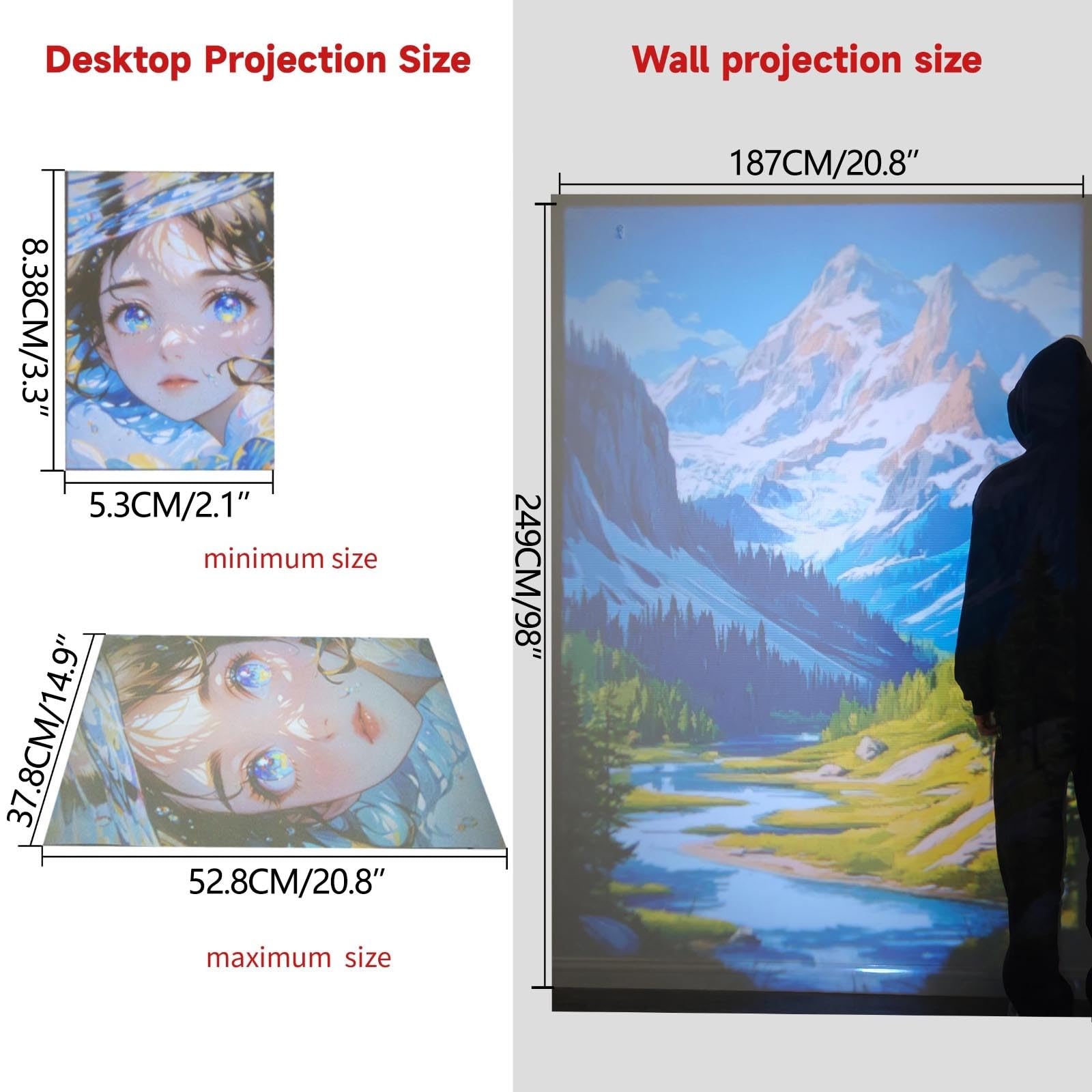 Kunstprojektor zum Zeichnen von Zeichnen, Malerei, Mini, tragbar, Digitalprojektor für Desktop, Leinwand, Wandkunst, Zubehör für Künstler, Sketching Tool (Weiß)