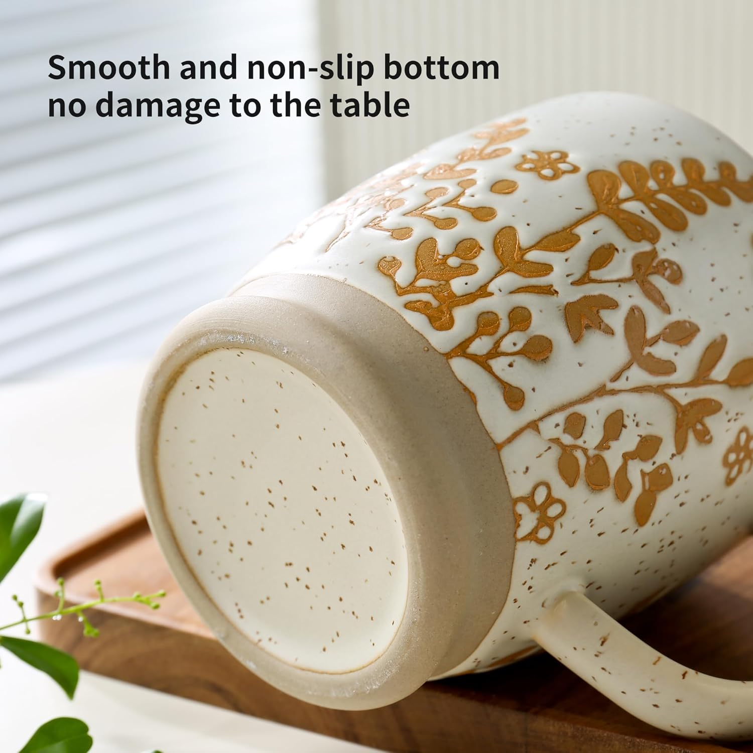 Ceramic Coffee Mug with Colorful Pattern, 18OZ Stoneware Coffee Mug with Large Handle, Tea Cup for Cappuccino, Cocoa, Latte, Tea, Microwave, Oven and Dishwasher Safe, Green grass - Image 7