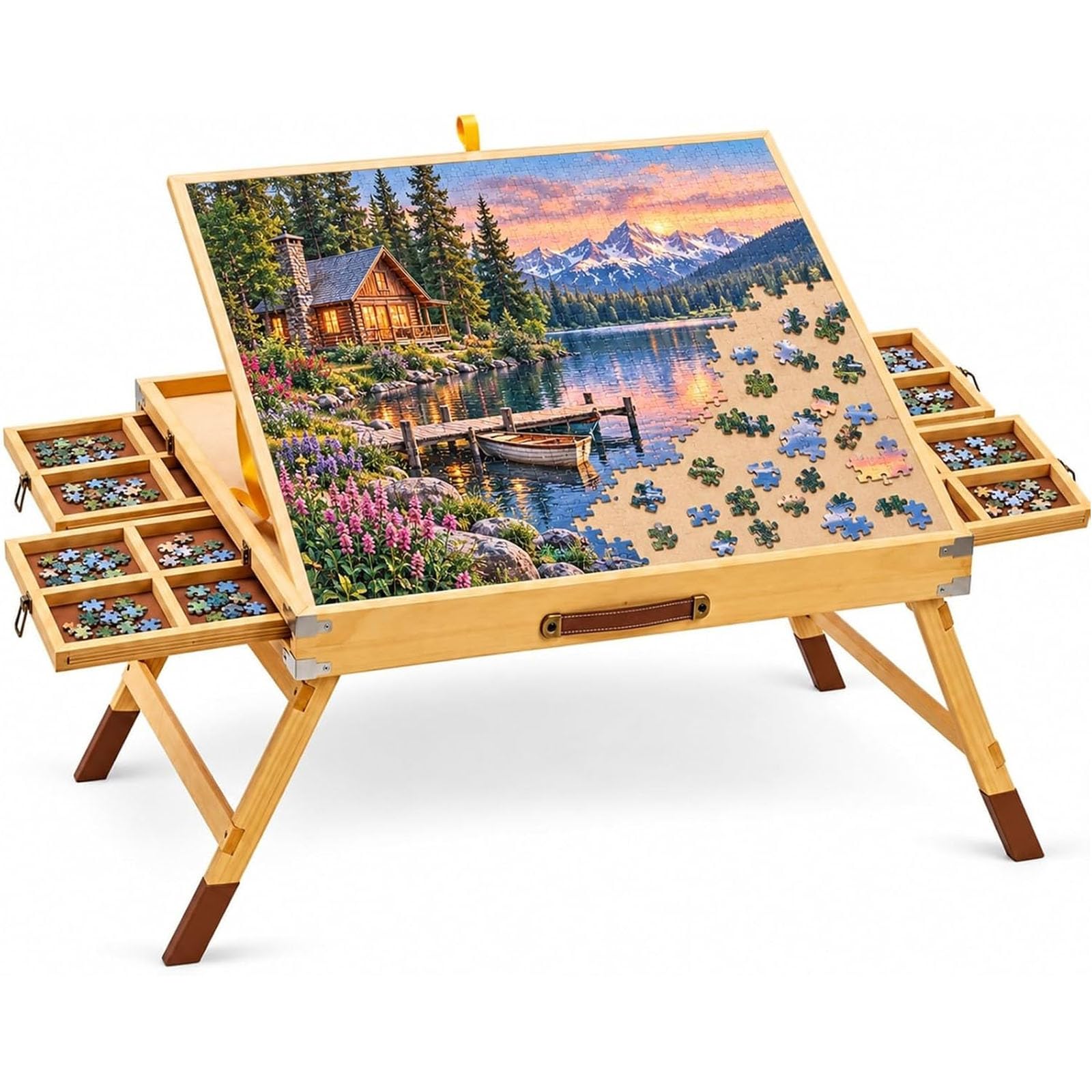 1500 Składany stoł do puzzle z 4 szufladami i pokrywami