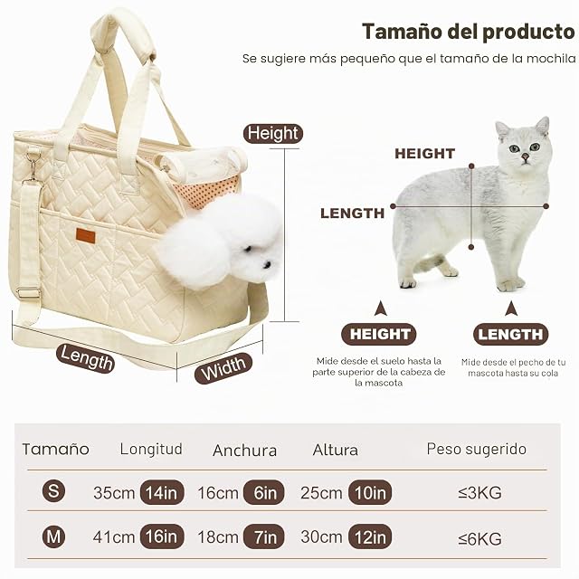 Foto 3 de 7 de PETCUTE Bolsa de Transporte para Perros,Transportín Transpirable para Gatos Perros Pequeños con Cuerda…