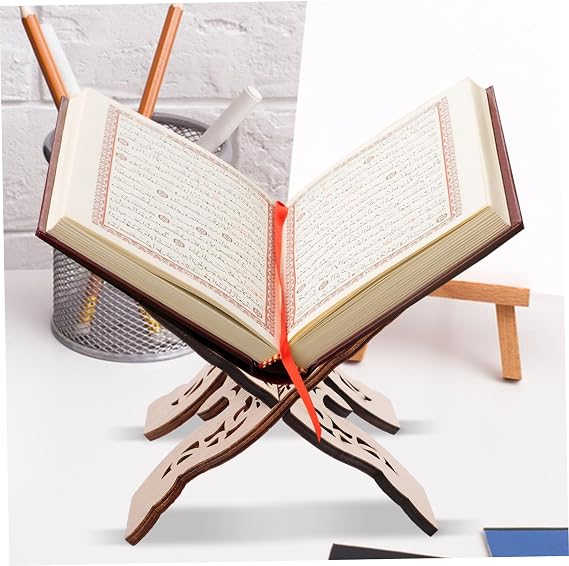 SEWACC Wooden Book Holder Stand Multi-Purpose Desk Rack for Bible Quran Lightweight Portable Reading Support for Home Office School Library