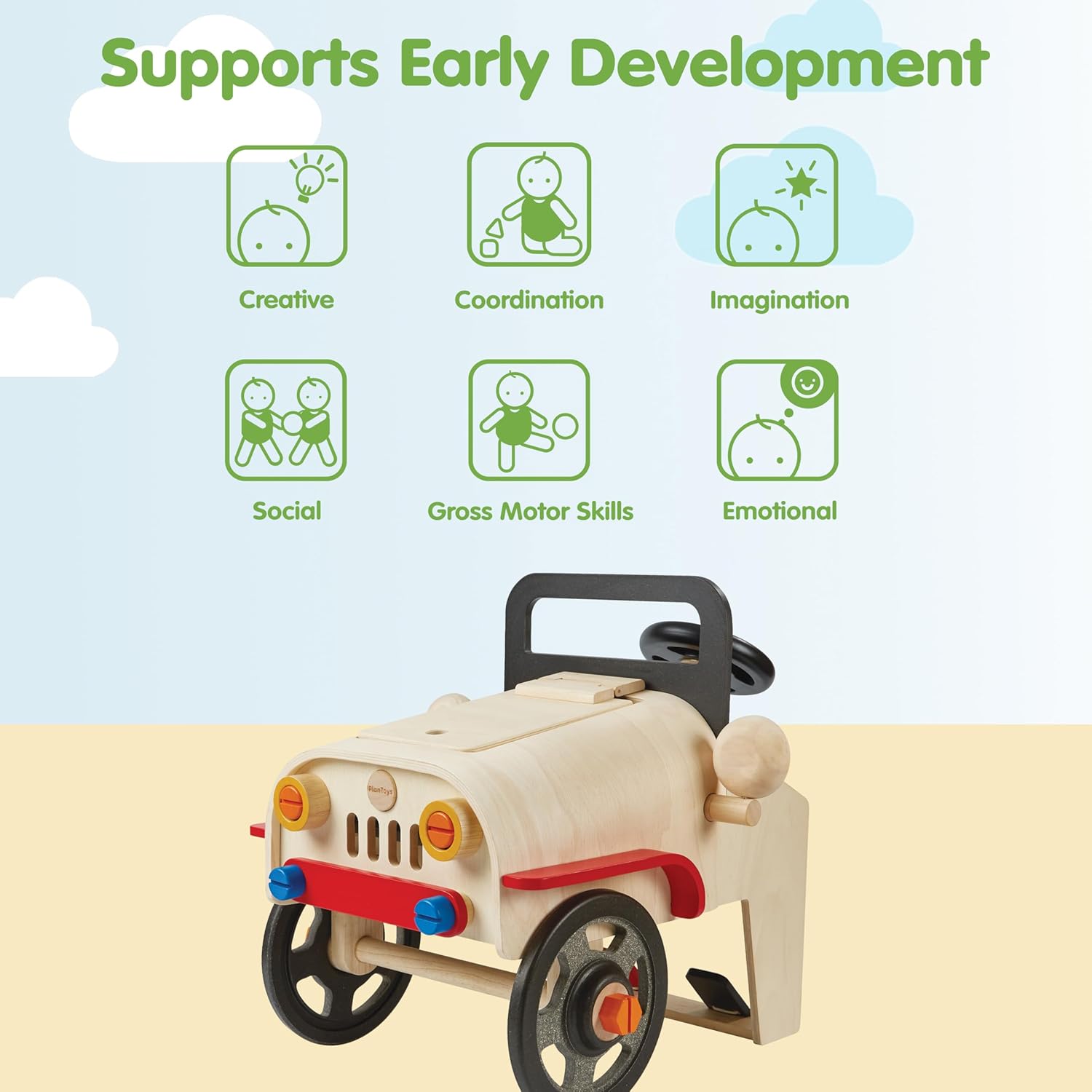 PlanToys® Wooden Motor Mechanic Pretend Play Set for Kids | Includes Tools, Bolts & Car Dashboard Panel | Educational Role Play Toy for Imaginative Learning | Eco-Friendly & Sustainable Montessori Toy