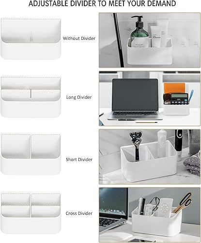 Miniatura 3 de Organizador de ducha blanco adhesivo, organizador de estante de baño, estante de almacenamiento montado en la pared sin perforaciones para ducha