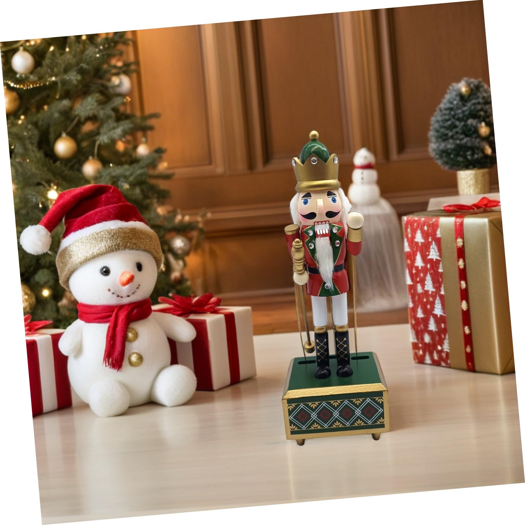 Cabilock Carillon Schiaccianoci in Legno Statuetta Musicale Per Feste Natalizie Decorazione Festiva Meccanismo Carica Senza Batterie Per Celebrazioni Di Natale e Anni Nuovi
