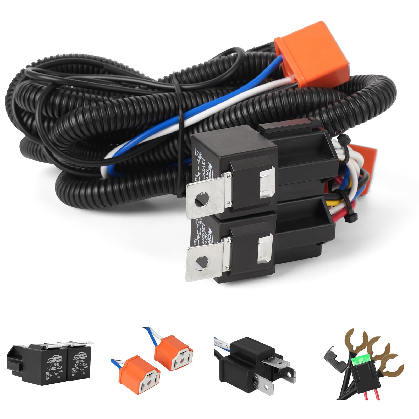 Arnés de relé H4 9003, kit de cableado de relé de faros, enchufes de cerámica para faros delanteros H6054 6054 de 7 x 6, 5 x 7, kit de conversión de faros delanteros, soluciona problemas de