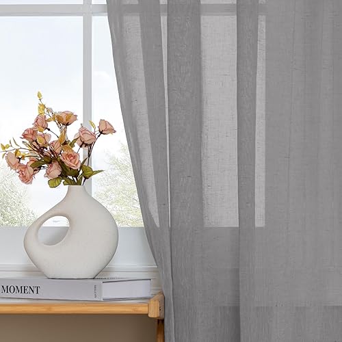 Miniatura 5 de Turquoize Elegant Linen - Cortinas de lino para puerta francesa, paneles de cortina de filtrado de luz, bolsillo para barra, panel de lino para