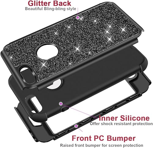 Miniatura 3 de Hython Defender - Carcasa rígida híbrida a prueba de golpes para iPhone 7 Plus y 8 Plus, color negro oscuro